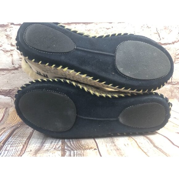 lamb fur lined woven booties sz 6‎ lama print boho suede bottom leather trim - Picture 9 of 11